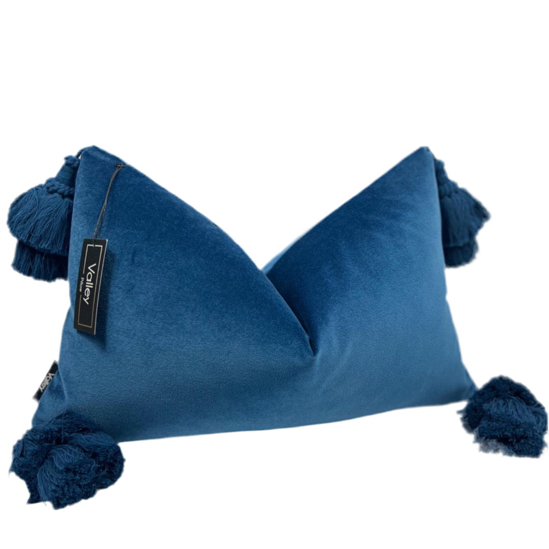 Sea Blue Tassel Pillow