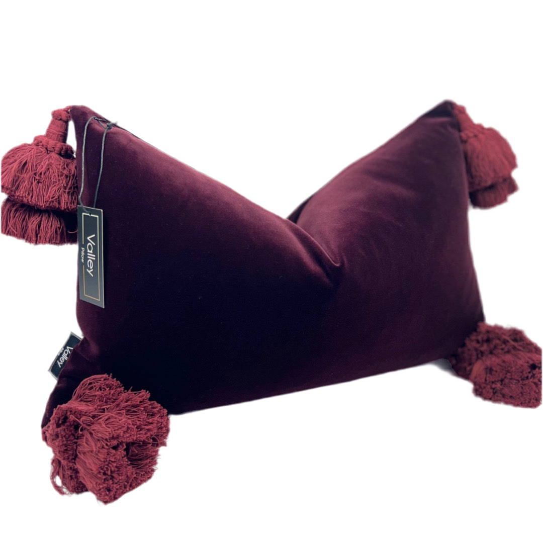 Burgundy Tassel Pillow