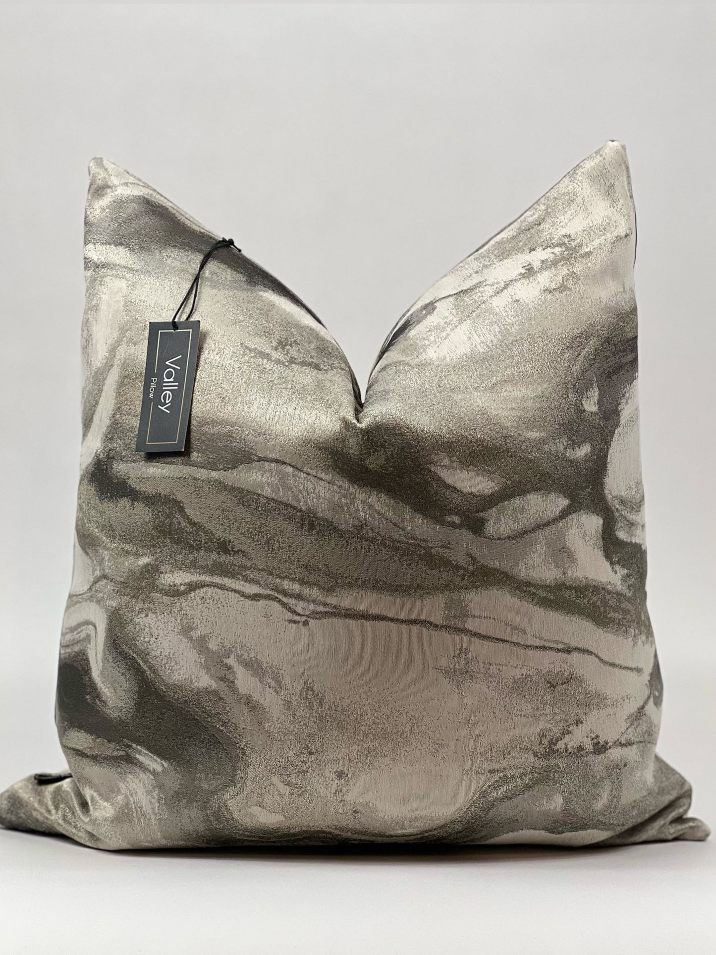 metallic gray and silver decorative pillow