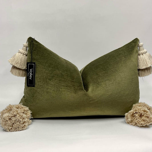 Sage Green Tassel Pillow