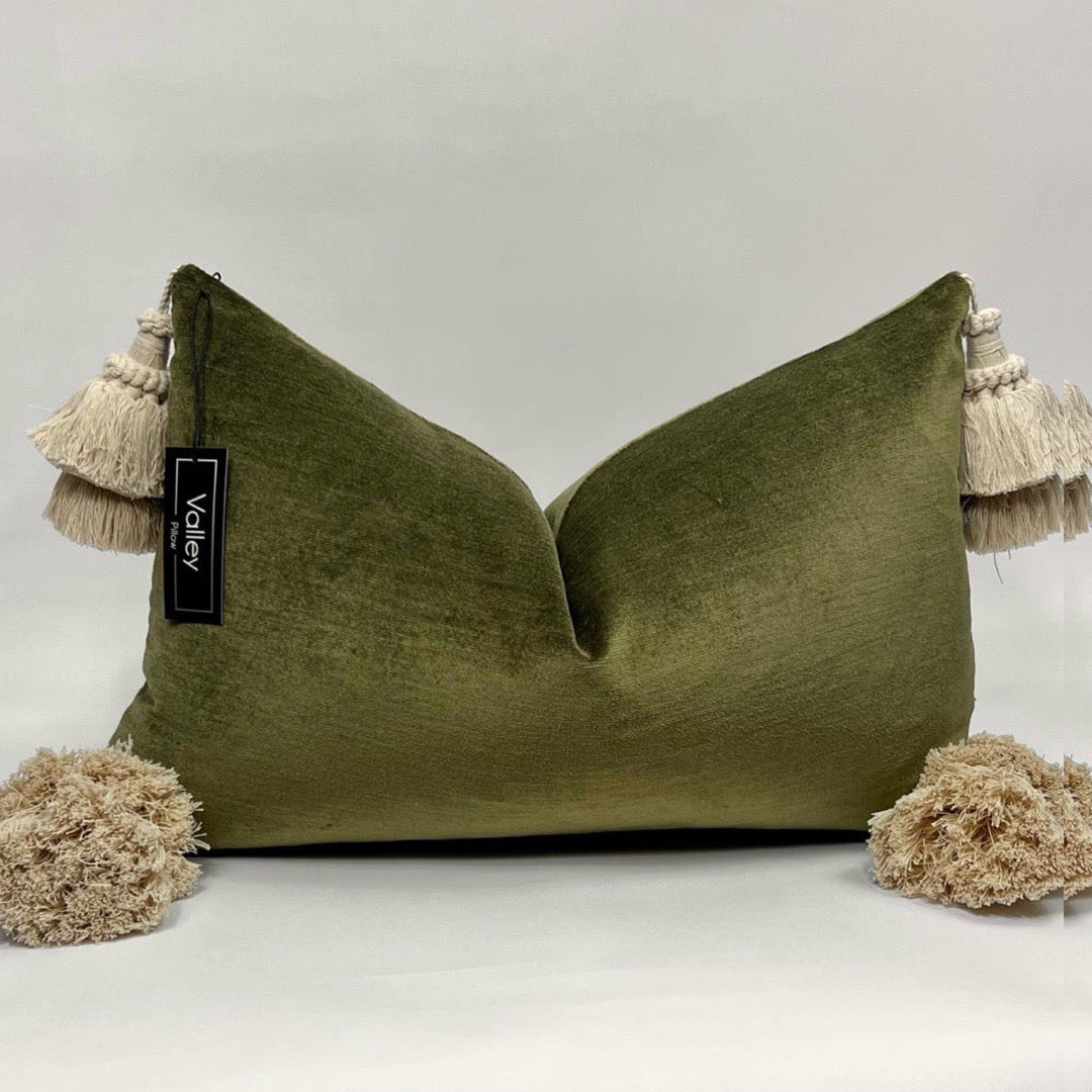 Sage Green Tassel Pillow