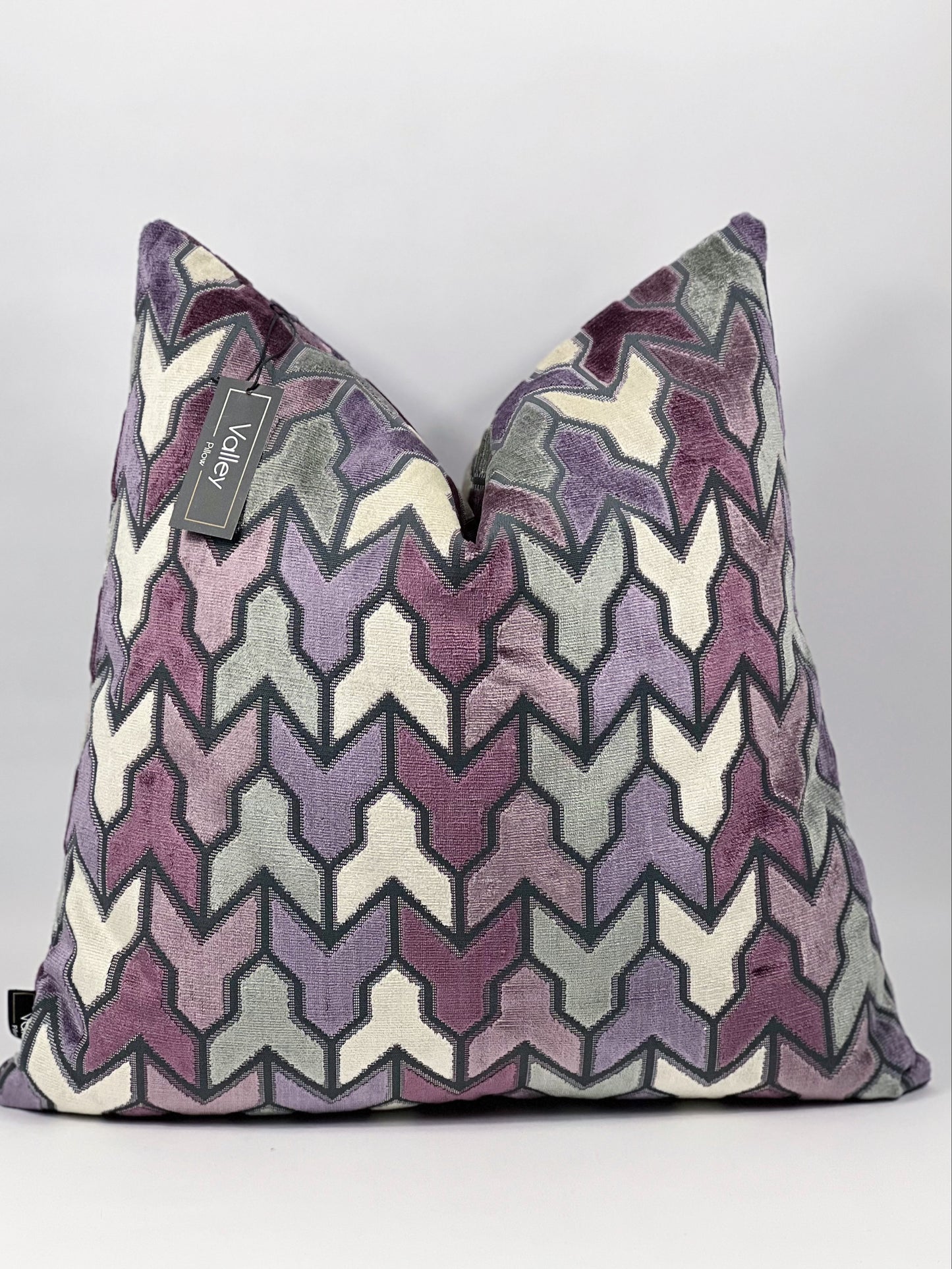 Purple and Gray arrow print velvet decorative pillow